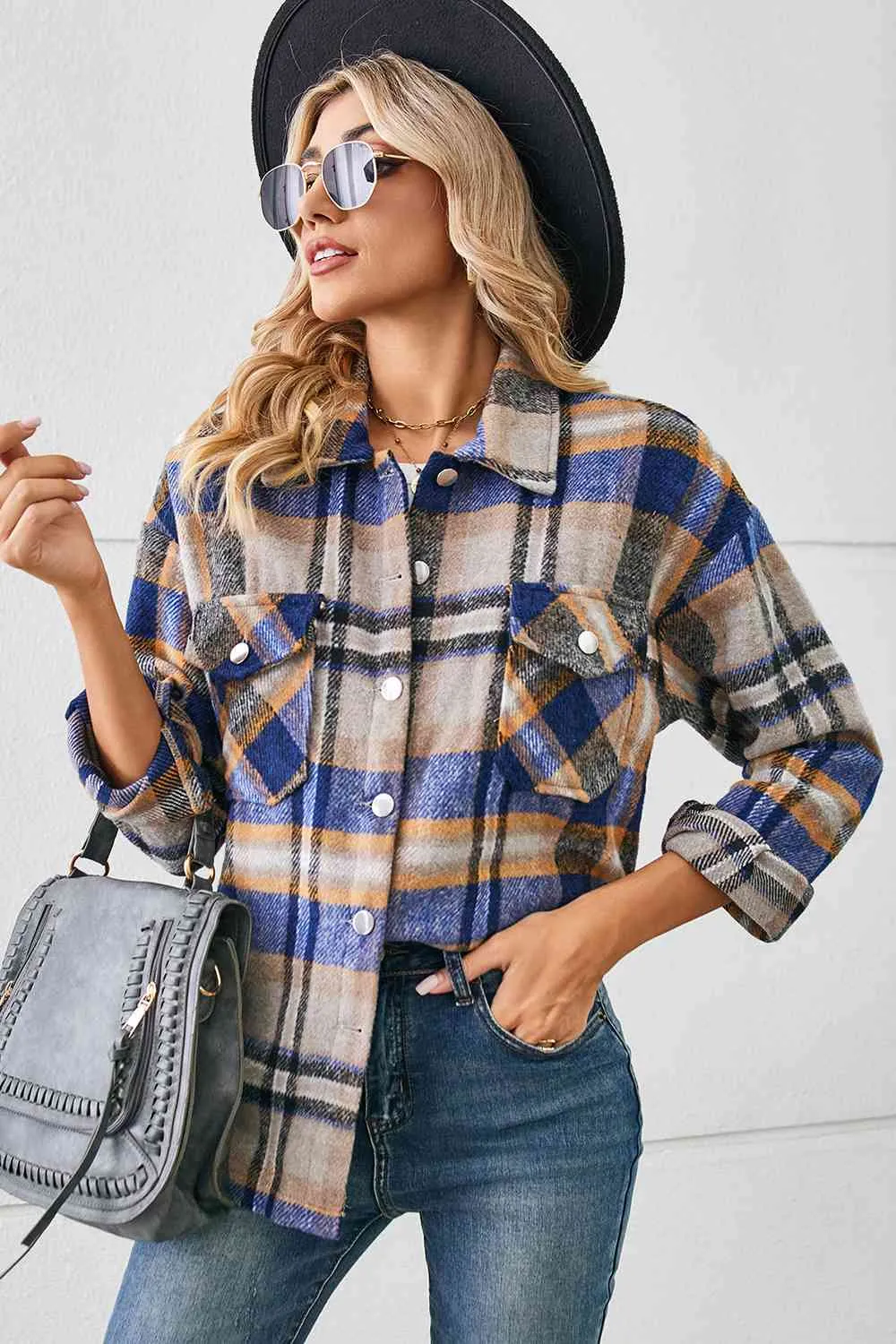 Explore More Collection - Collared Plaid Shacket