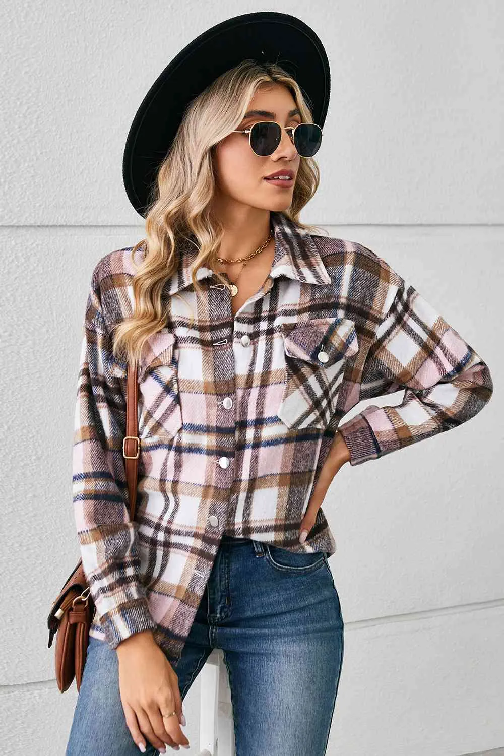 Explore More Collection - Collared Plaid Shacket