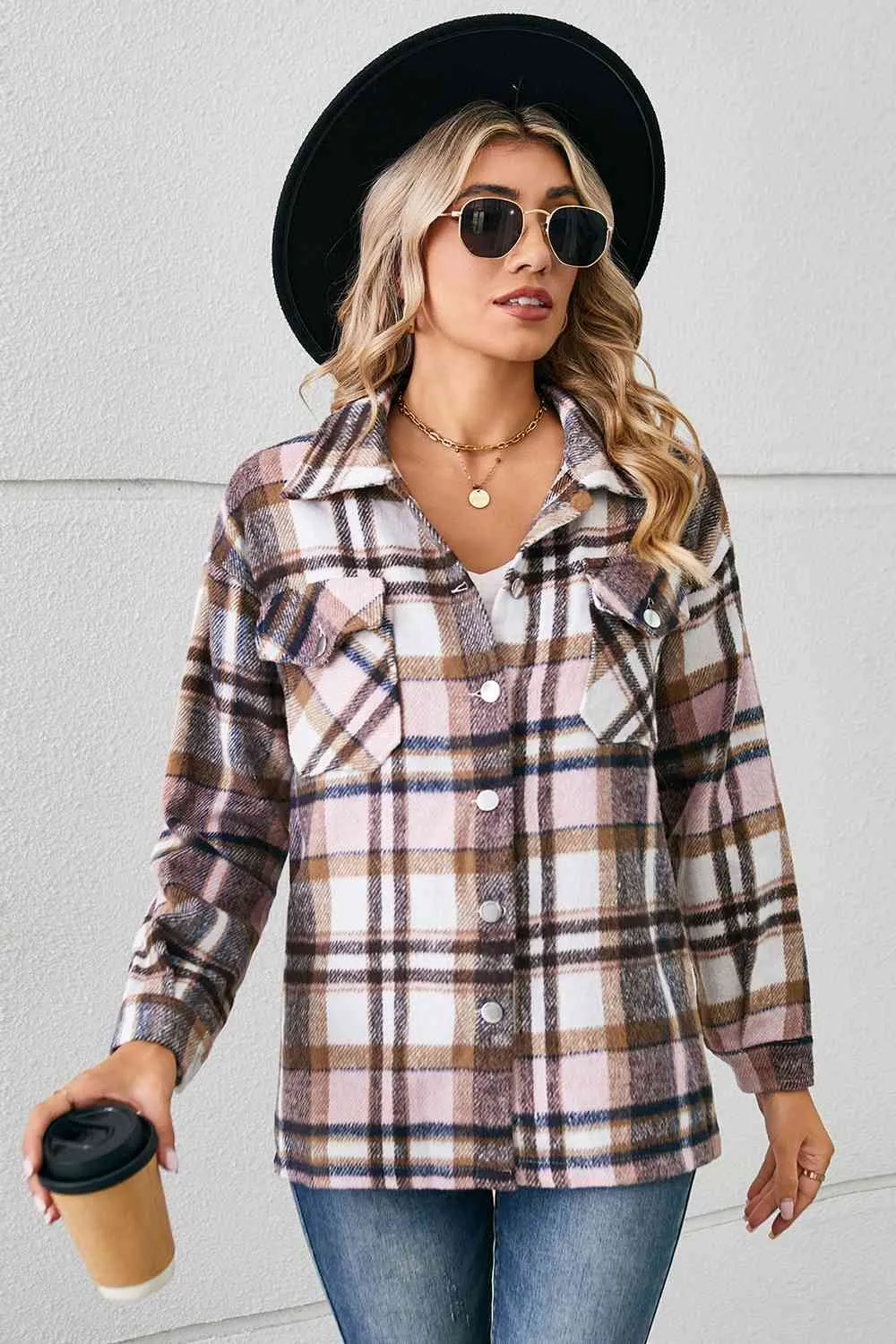 Explore More Collection - Collared Plaid Shacket