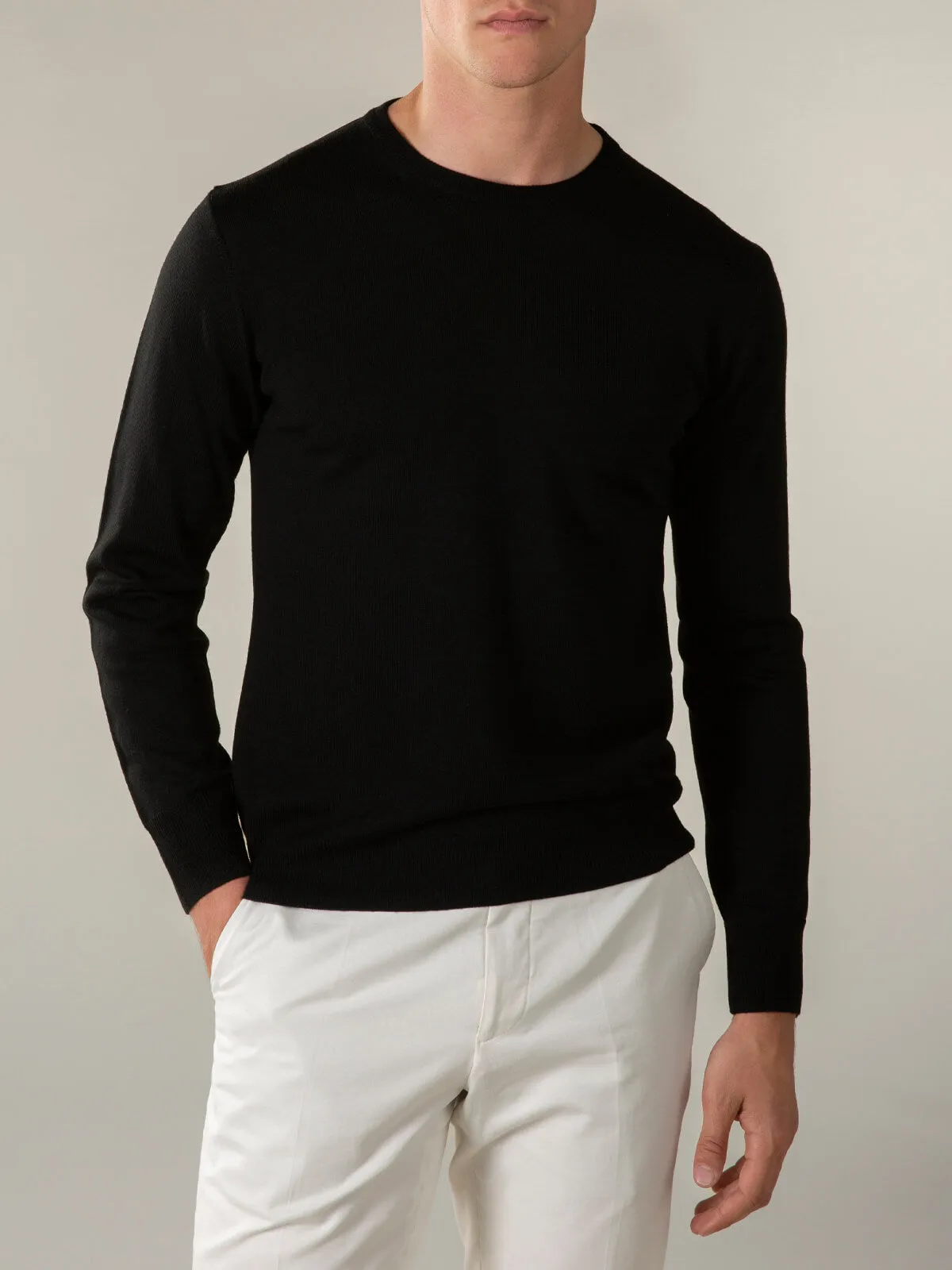 Extrafine Merino Crew Neck Sweater Black