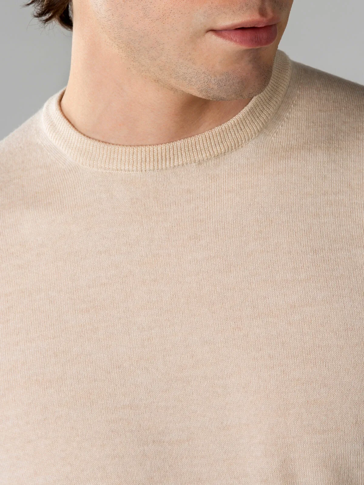 Extrafine Merino Crew Neck Sweater Light Beige