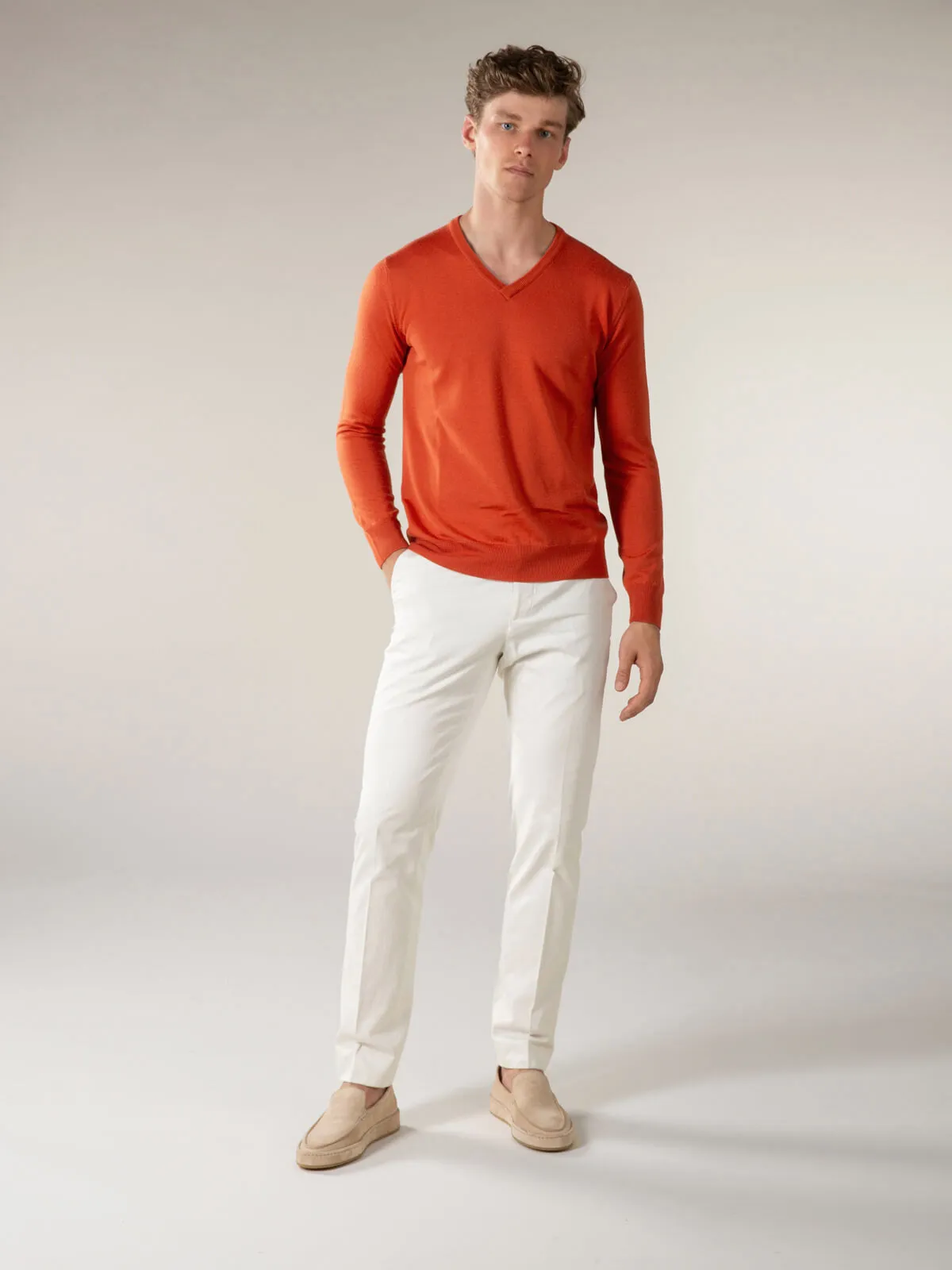 Extrafine Merino V-Neck Orange