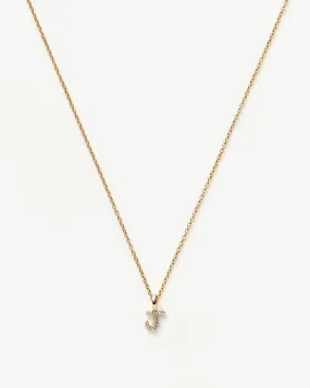 Fine Diamond Initial Mini Pendant Necklace - J | 14k Solid Yellow Gold Plated/Diamond