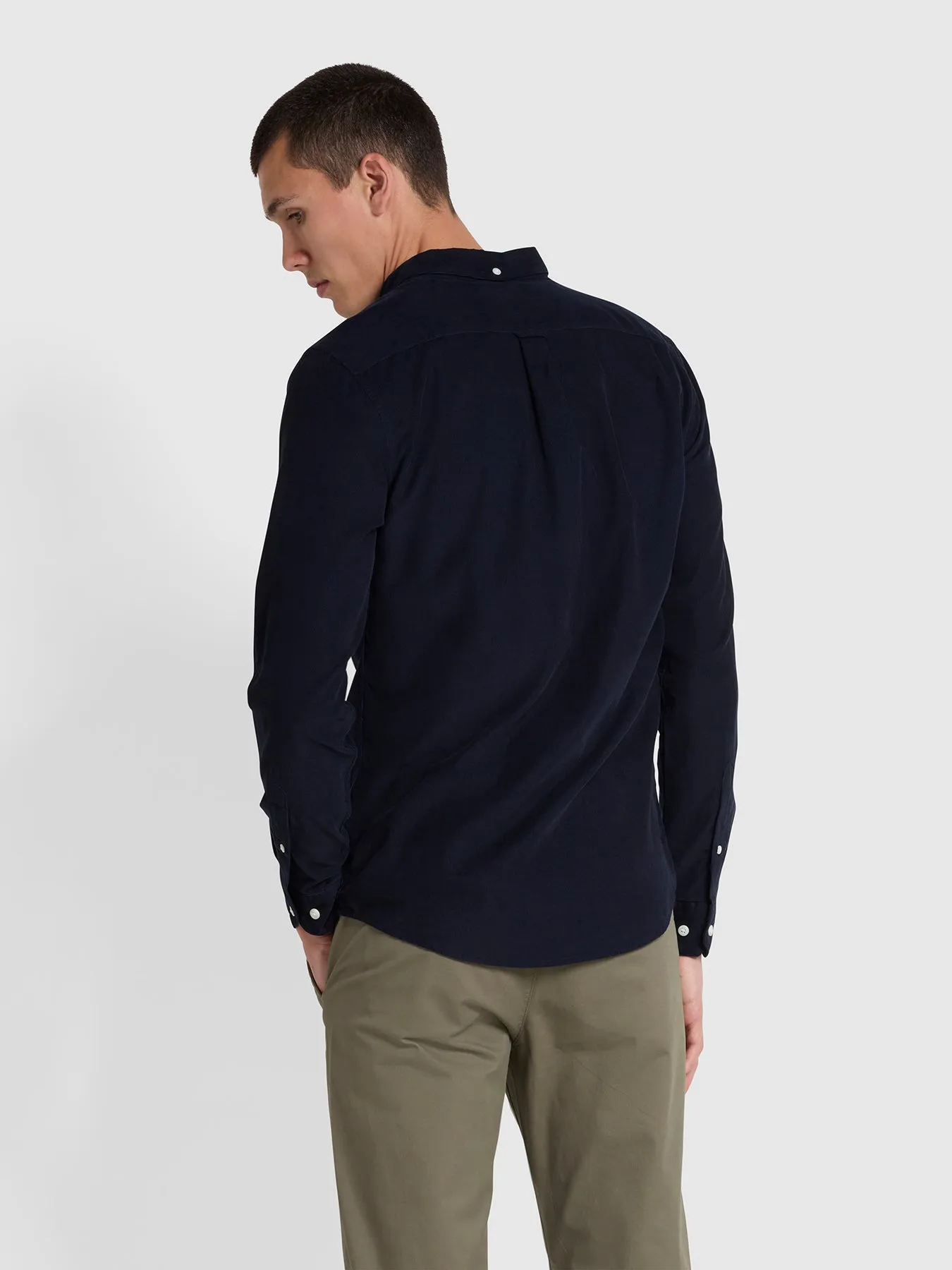 Fontella Slim Fit Corduroy Shirt In True Navy