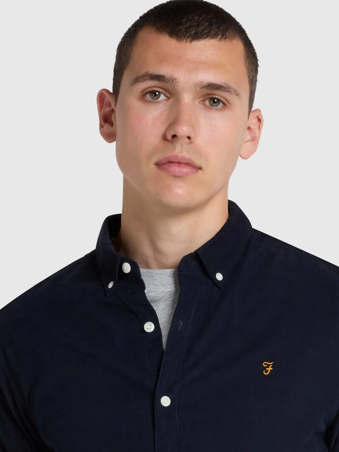 Fontella Slim Fit Corduroy Shirt In True Navy