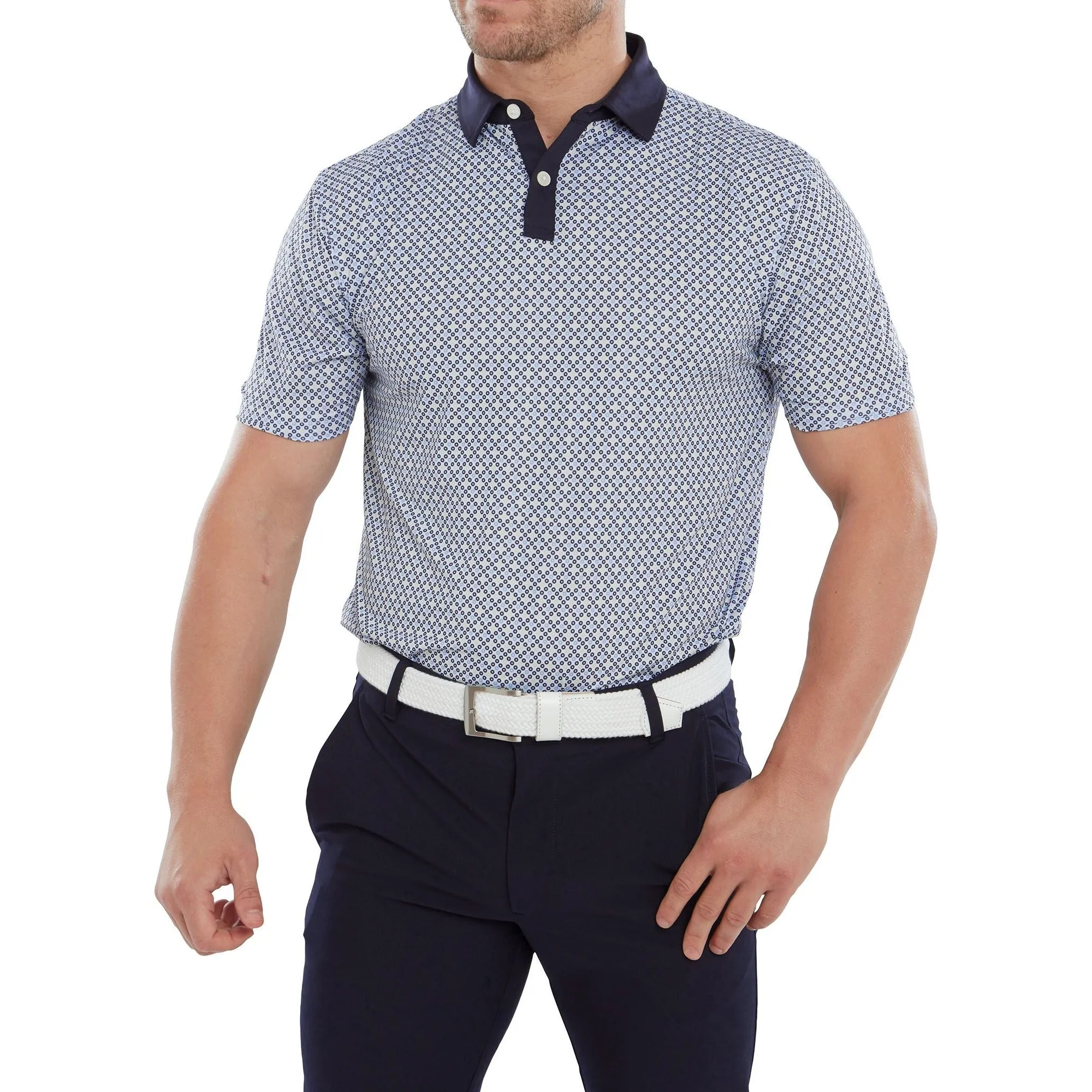 Footjoy Polo Circle Print  Navy True blue almond White