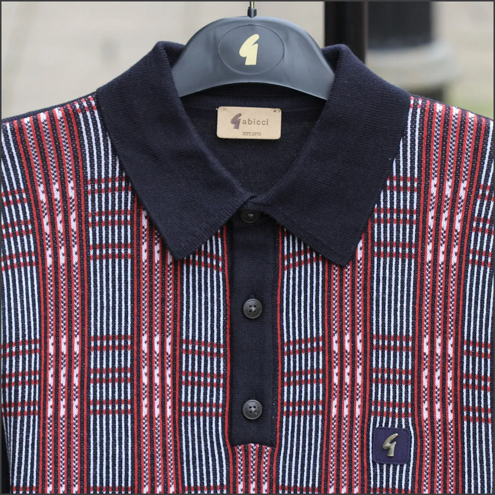 Gabicci Vintage Enrico Navy Pattern Polo Top*