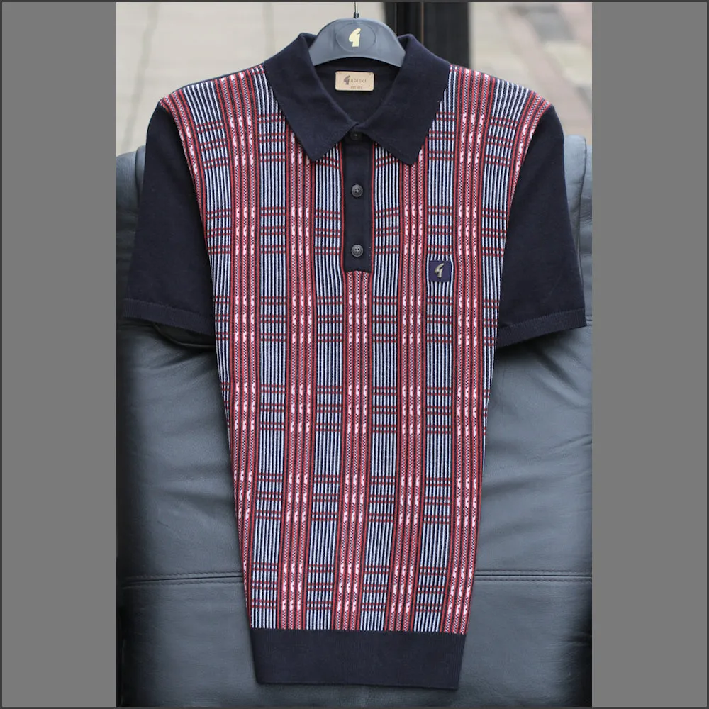 Gabicci Vintage Enrico Navy Pattern Polo Top*