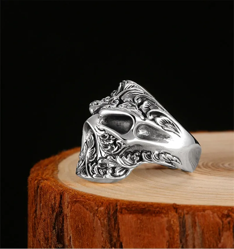 Gothic Sugar Skull 925 Sterling Silver Adjustable Handmade Ring