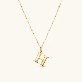 H Initial Pendant Necklace In Gold