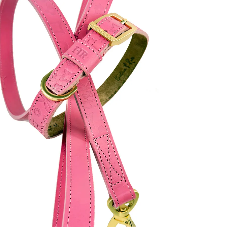 H&R Embossed Dog Collar in Bubblegum Pink