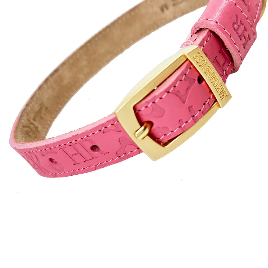 H&R Embossed Dog Collar in Bubblegum Pink