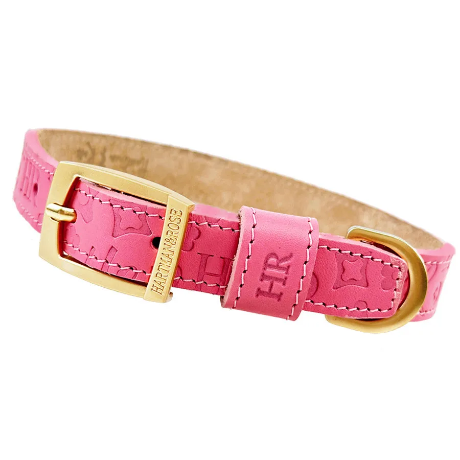 H&R Embossed Dog Collar in Bubblegum Pink