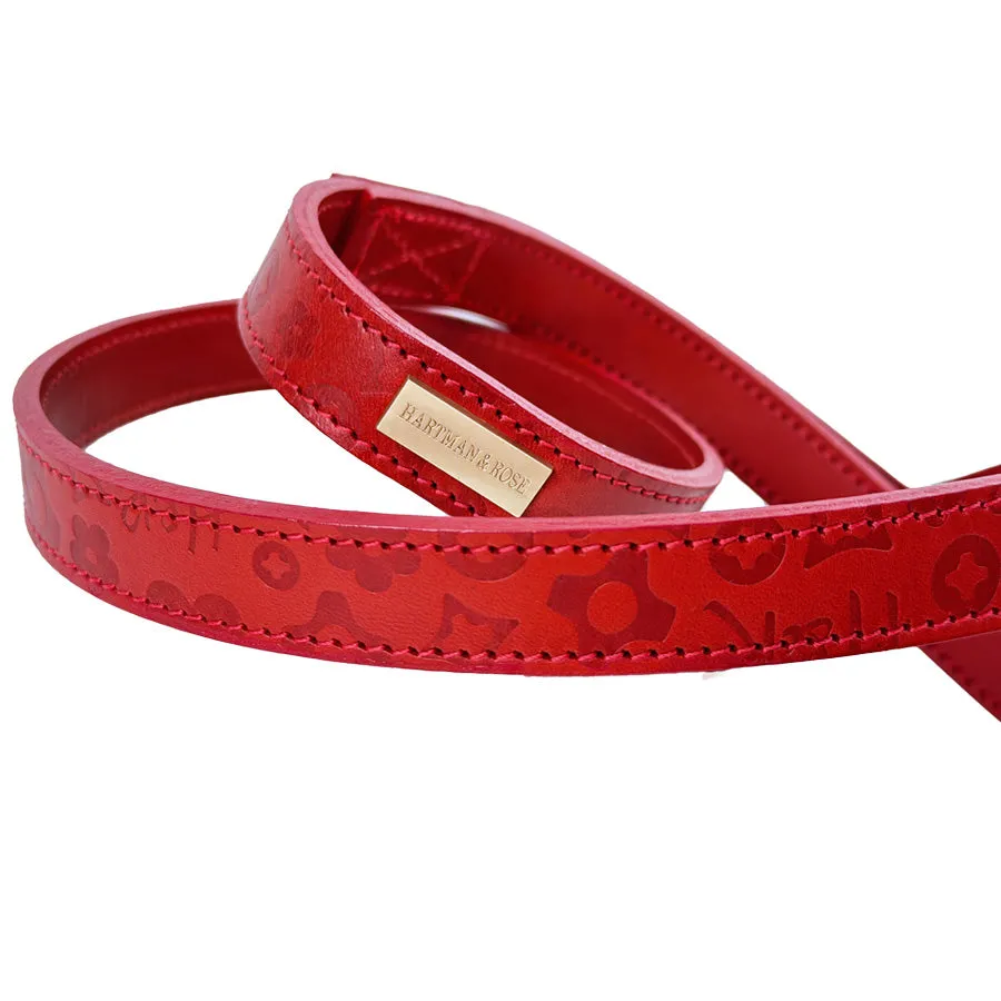 H&R Embossed Dog Leash in Tomato Red