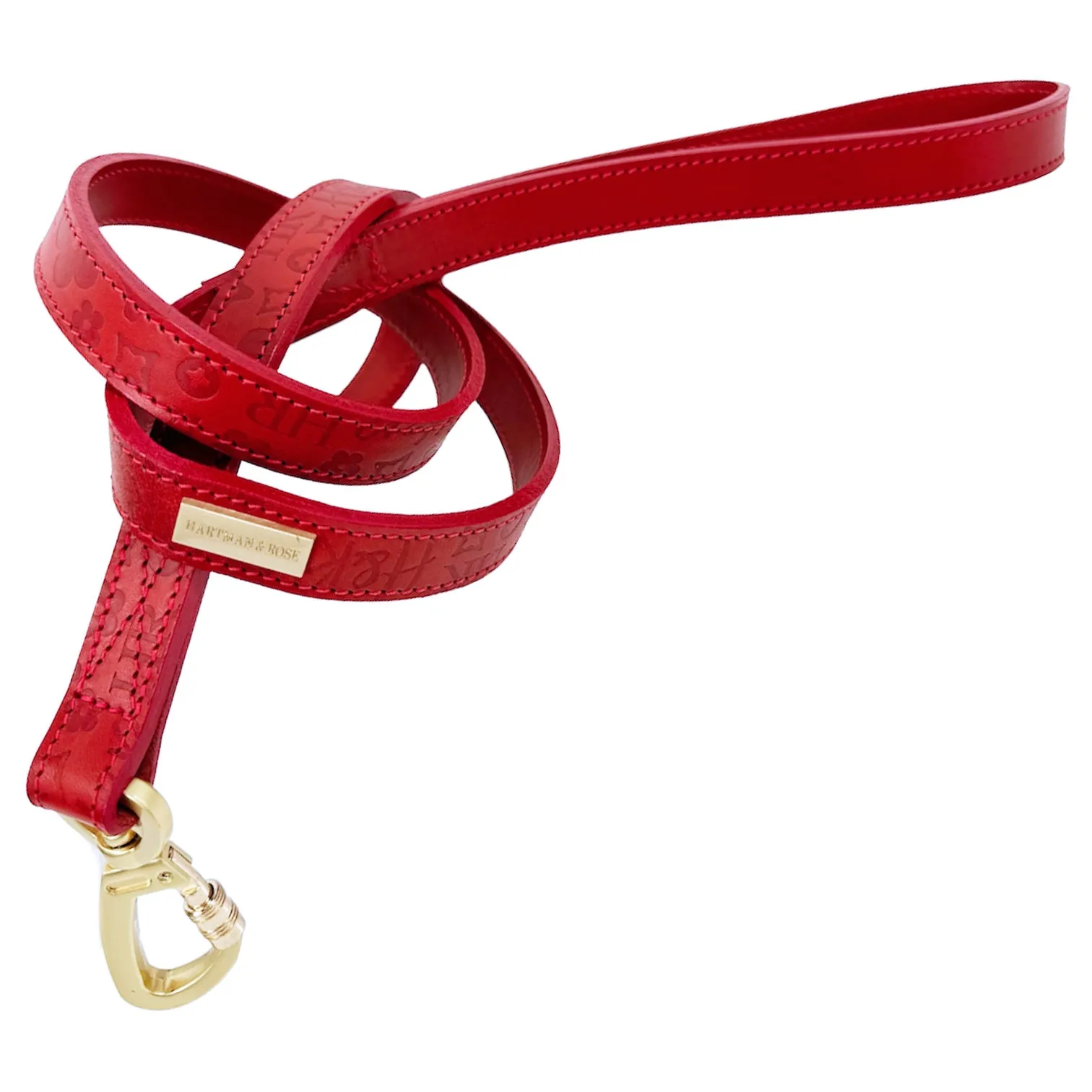 H&R Embossed Dog Leash in Tomato Red