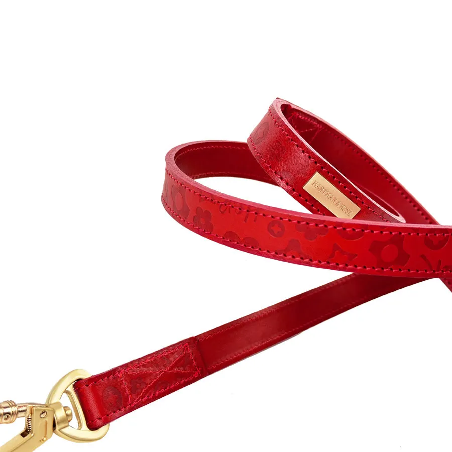 H&R Embossed Dog Leash in Tomato Red