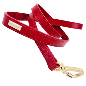 H&R Embossed Dog Leash in Tomato Red