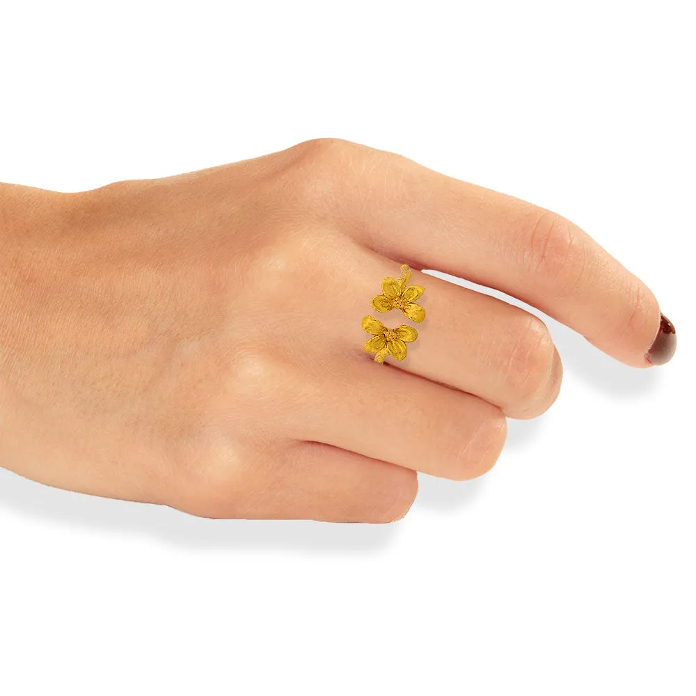 Handmade Gold Plated Silver Little Flowers Ring