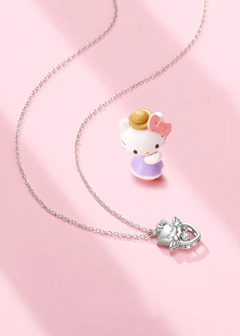 Hello Kitty winged heart sterling silver necklace with pendant - TIDE COLOR x SANRIO