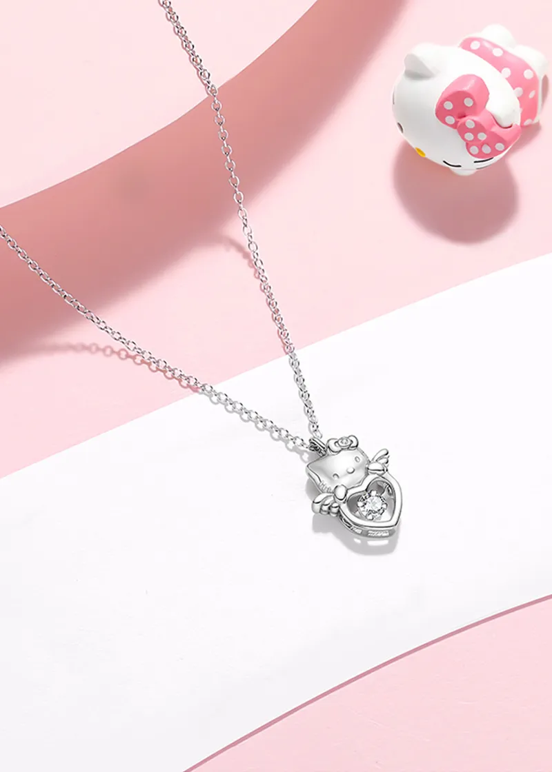 Hello Kitty winged heart sterling silver necklace with pendant - TIDE COLOR x SANRIO