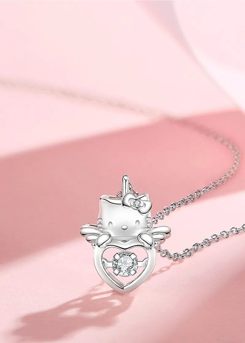 Hello Kitty winged heart sterling silver necklace with pendant - TIDE COLOR x SANRIO