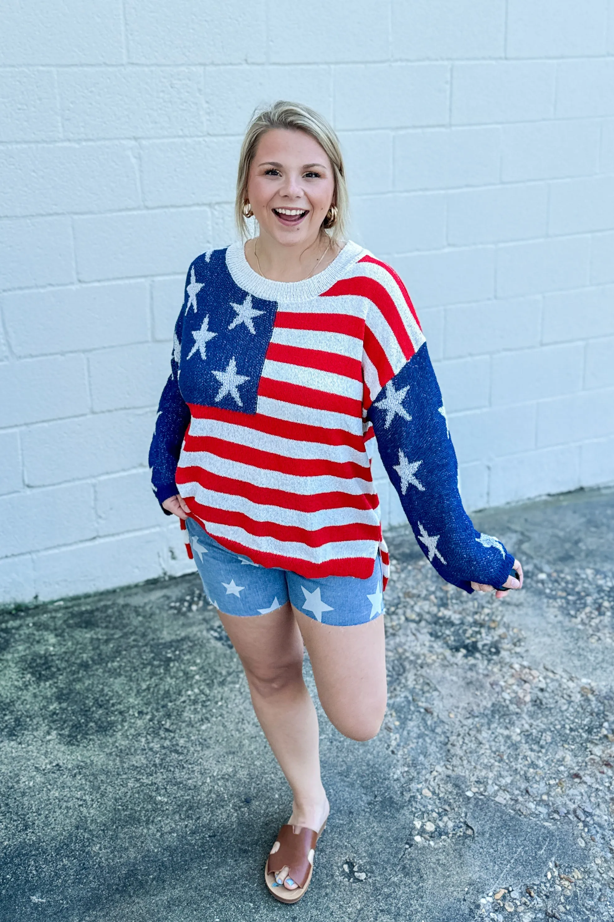 Home of the Free Patriotic Sweater Top