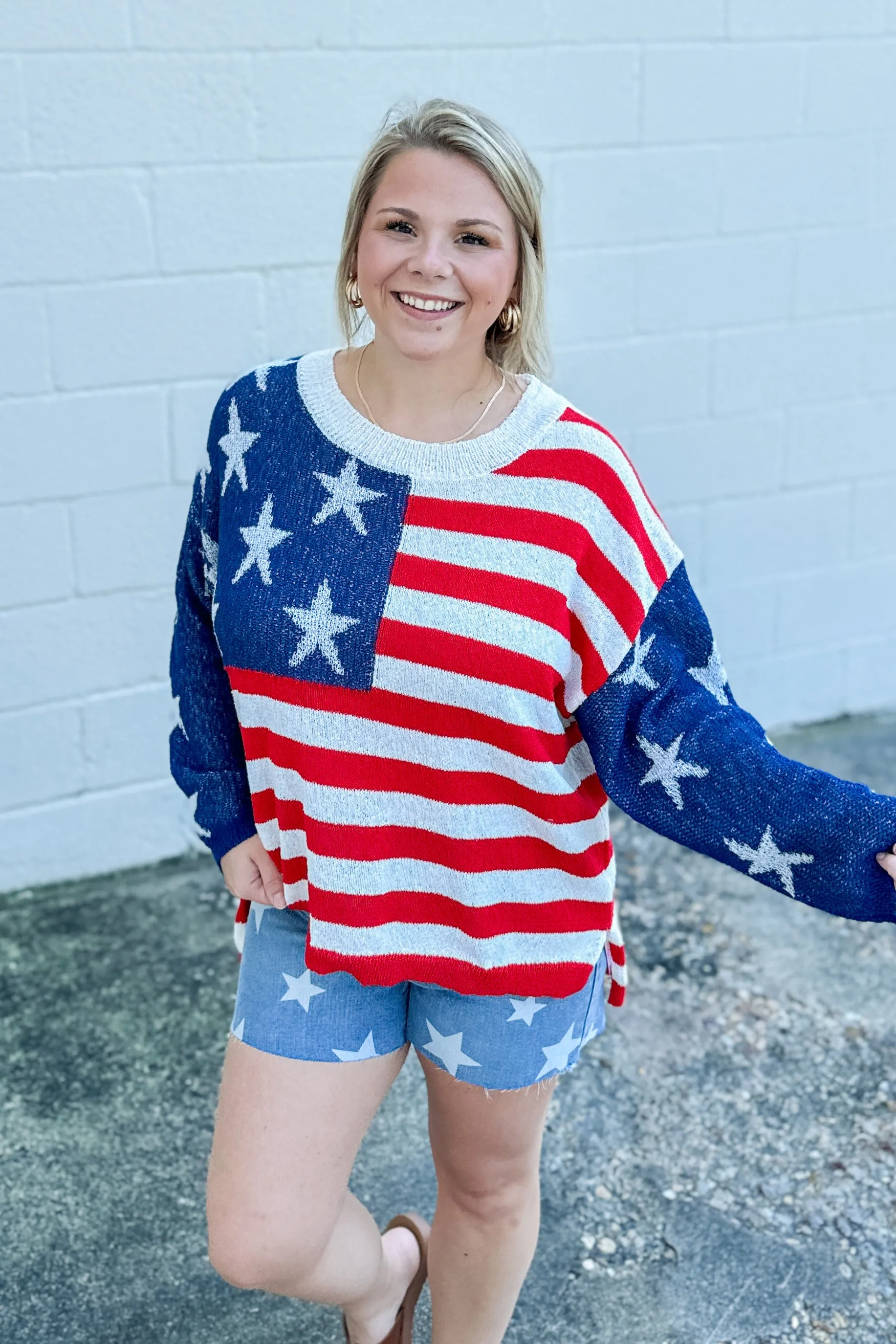 Home of the Free Patriotic Sweater Top