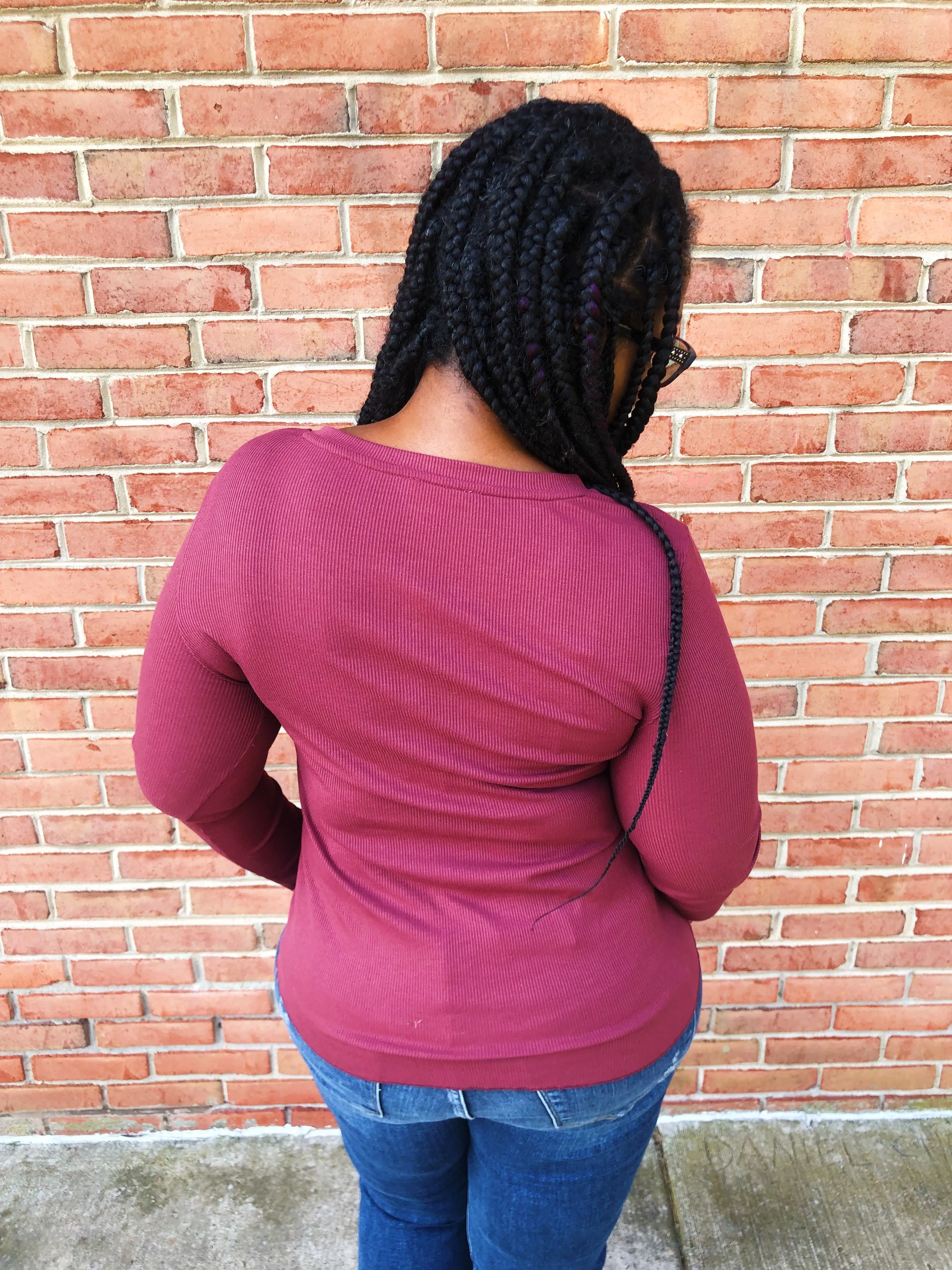 #K661 Simply Sophisticated Long Sleeve Top (Burgundy)