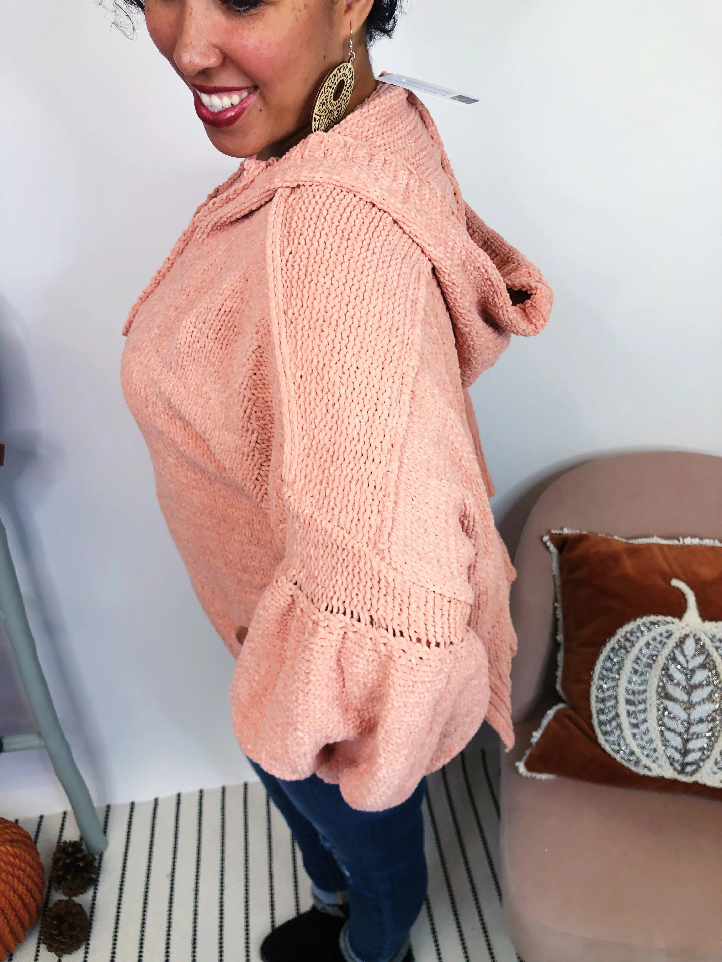 #K985 Blush My Days Hooded Sweater