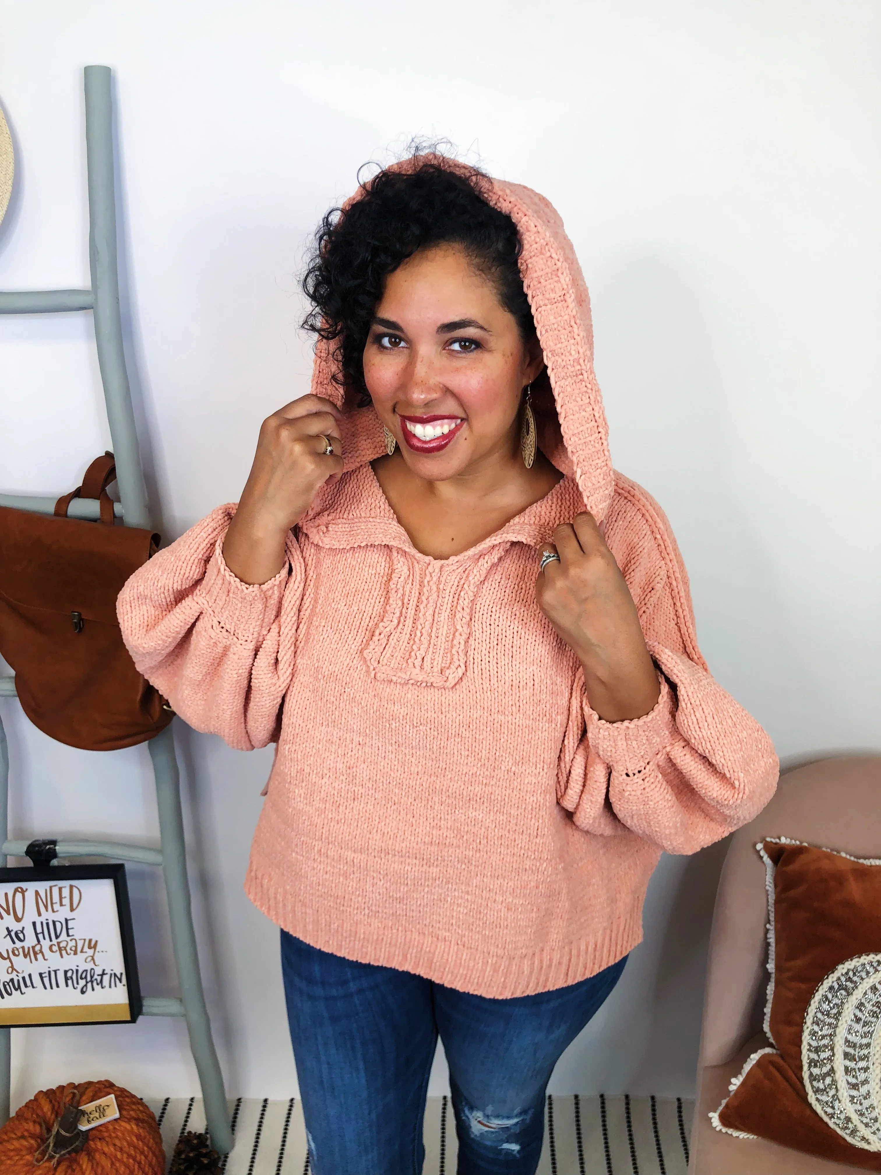 #K985 Blush My Days Hooded Sweater