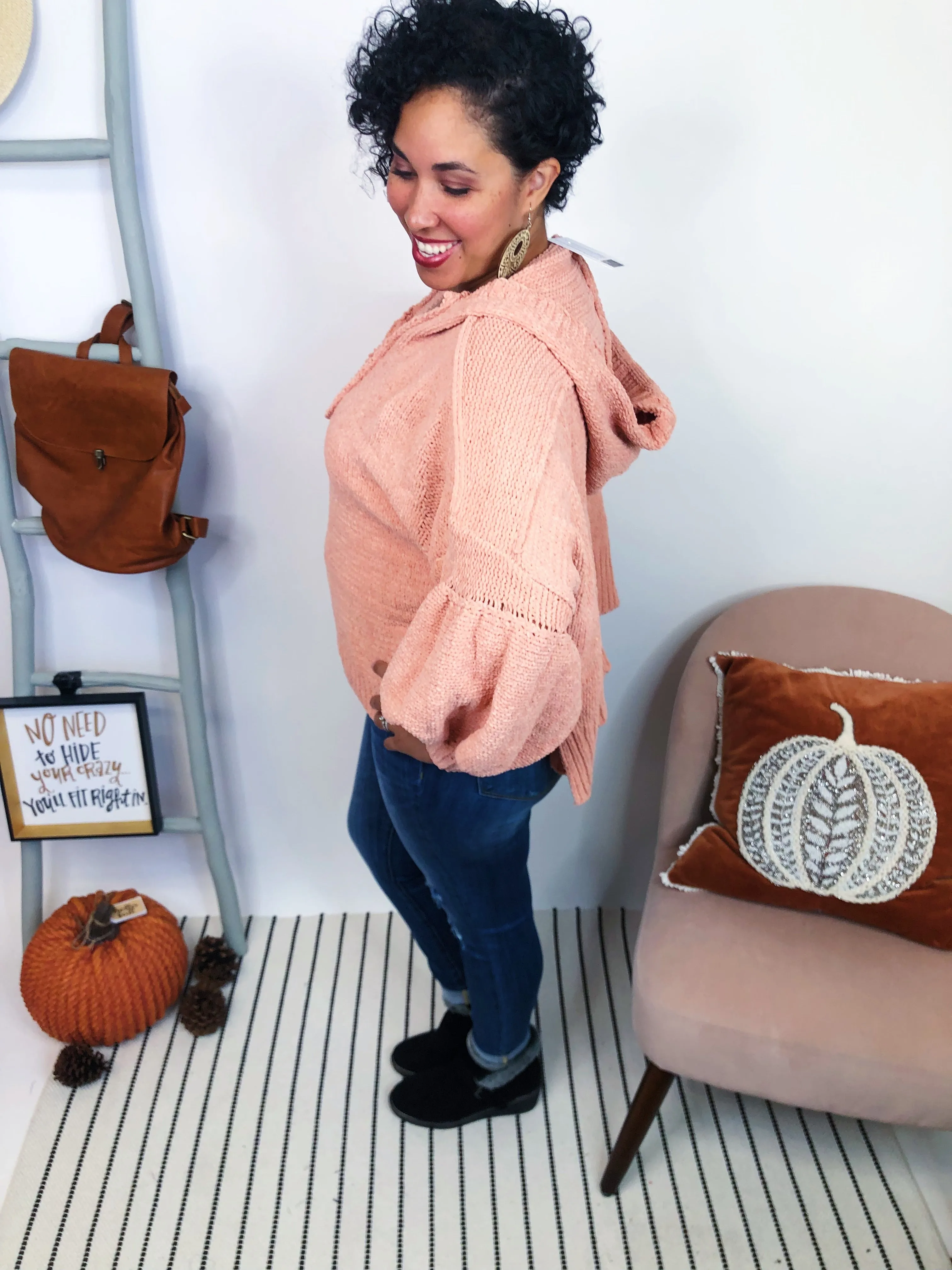 #K985 Blush My Days Hooded Sweater