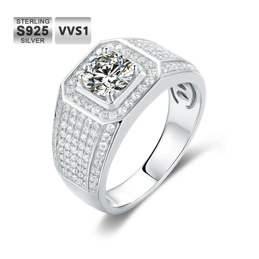 KRKC&CO 3.0 Carats VVS1 Moissanite Men Ring