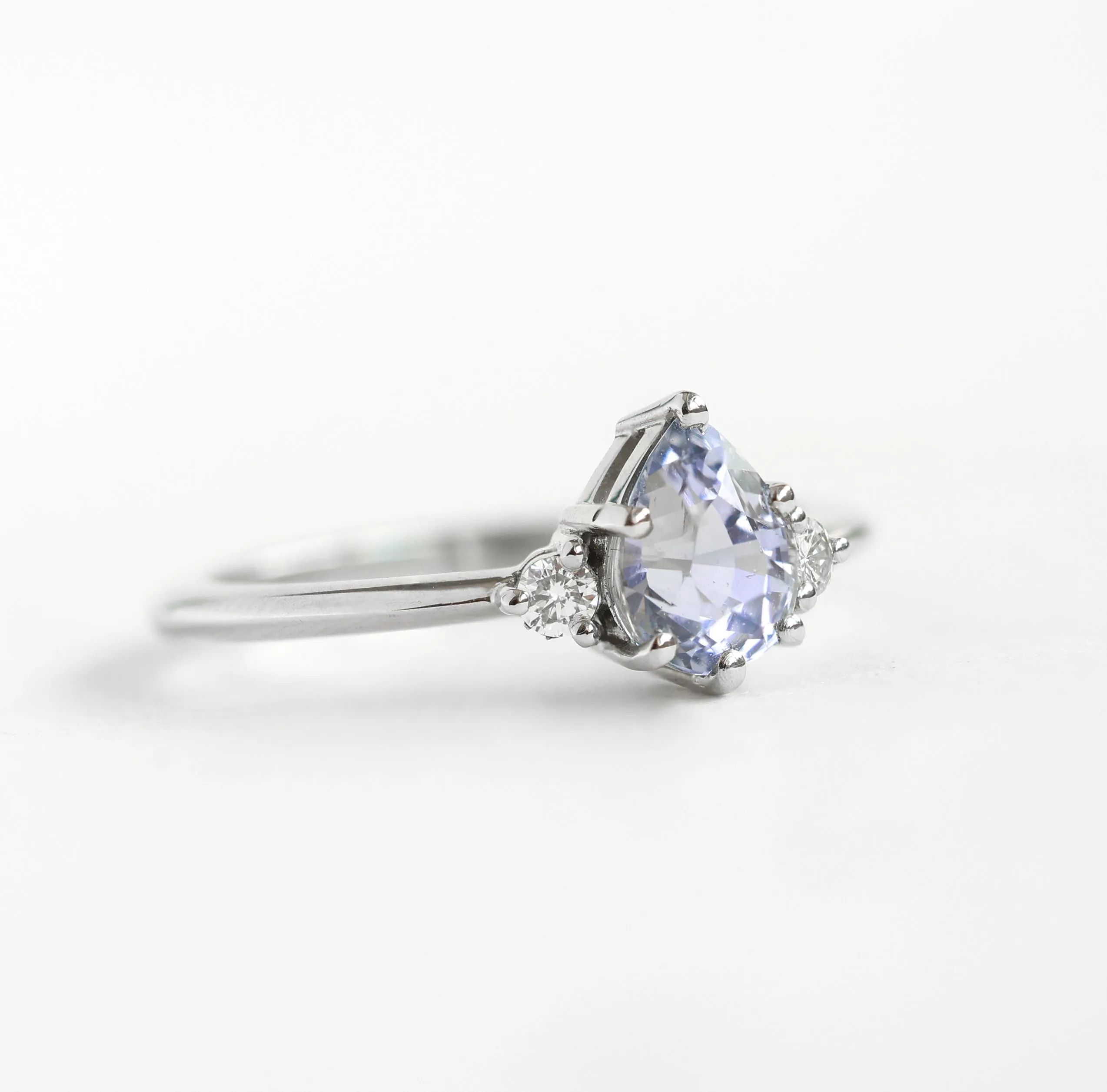 Lavender Pear Sapphire Platinum Ring