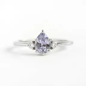 Lavender Pear Sapphire Platinum Ring