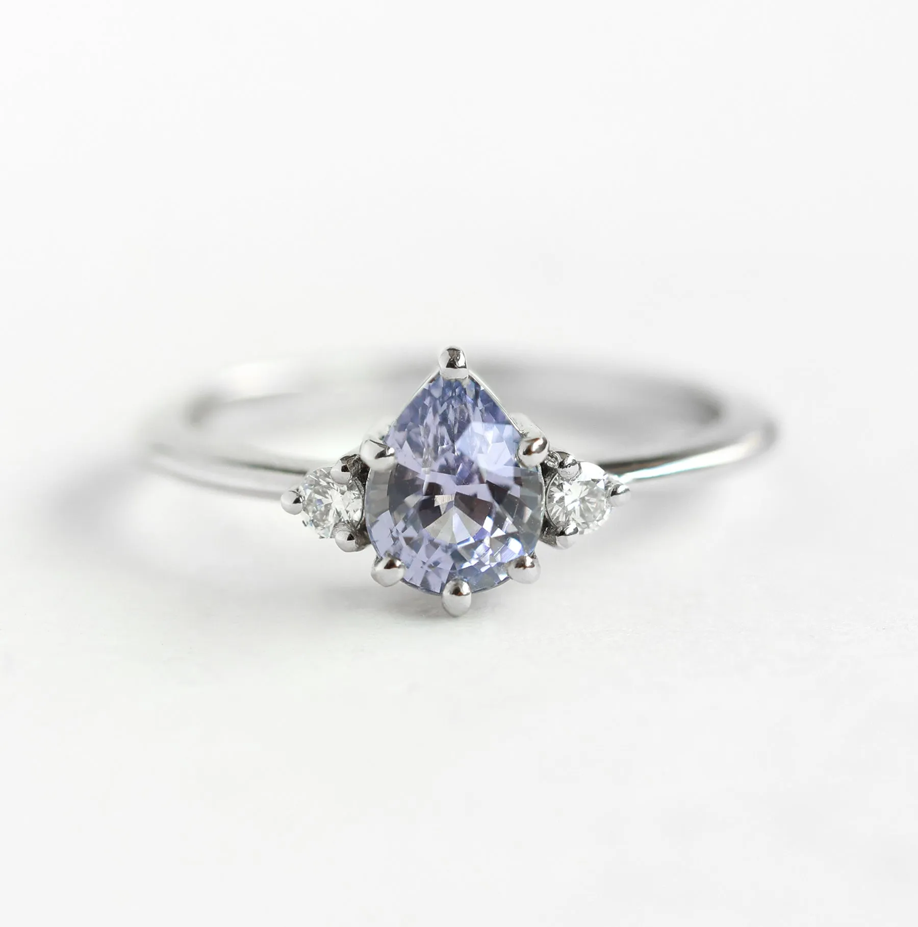 Lavender Pear Sapphire Platinum Ring