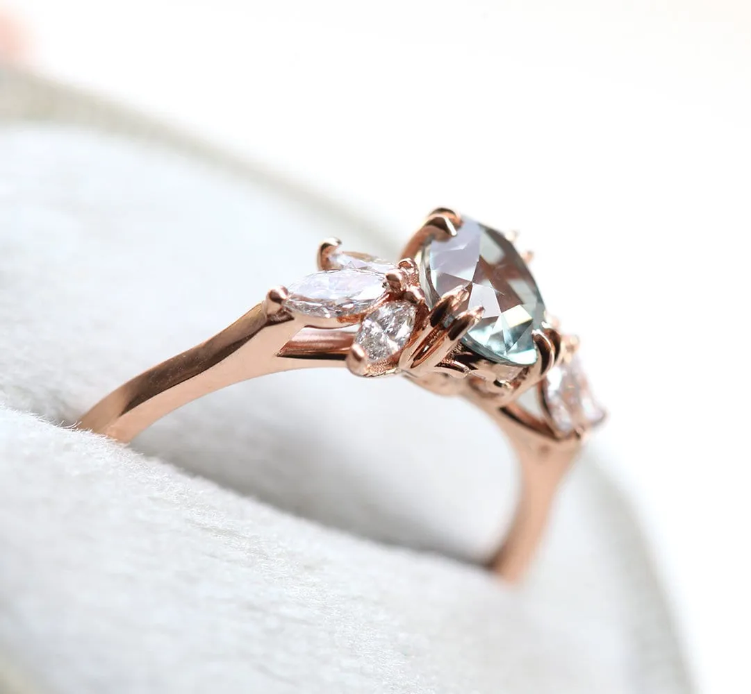 Leandra Peach Sapphire Engagement Ring