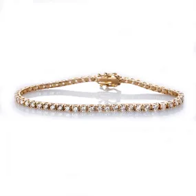 Medium 14K Gold and Diamond Tennis Bracelet 3 ct 4-Prong Setting