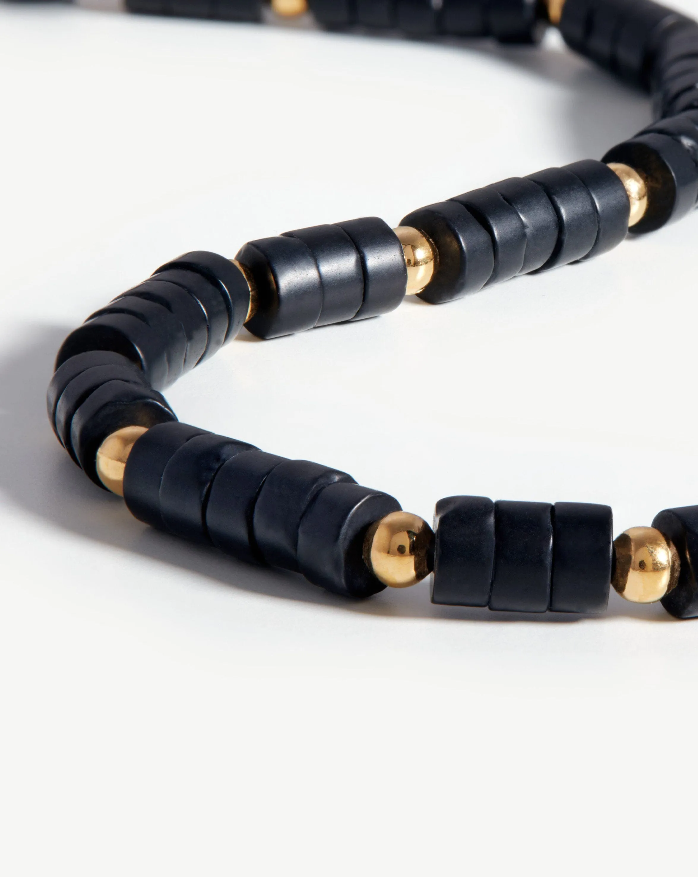 Medium Beaded Stack Necklace | 18ct Gold Plated/Black Onyx