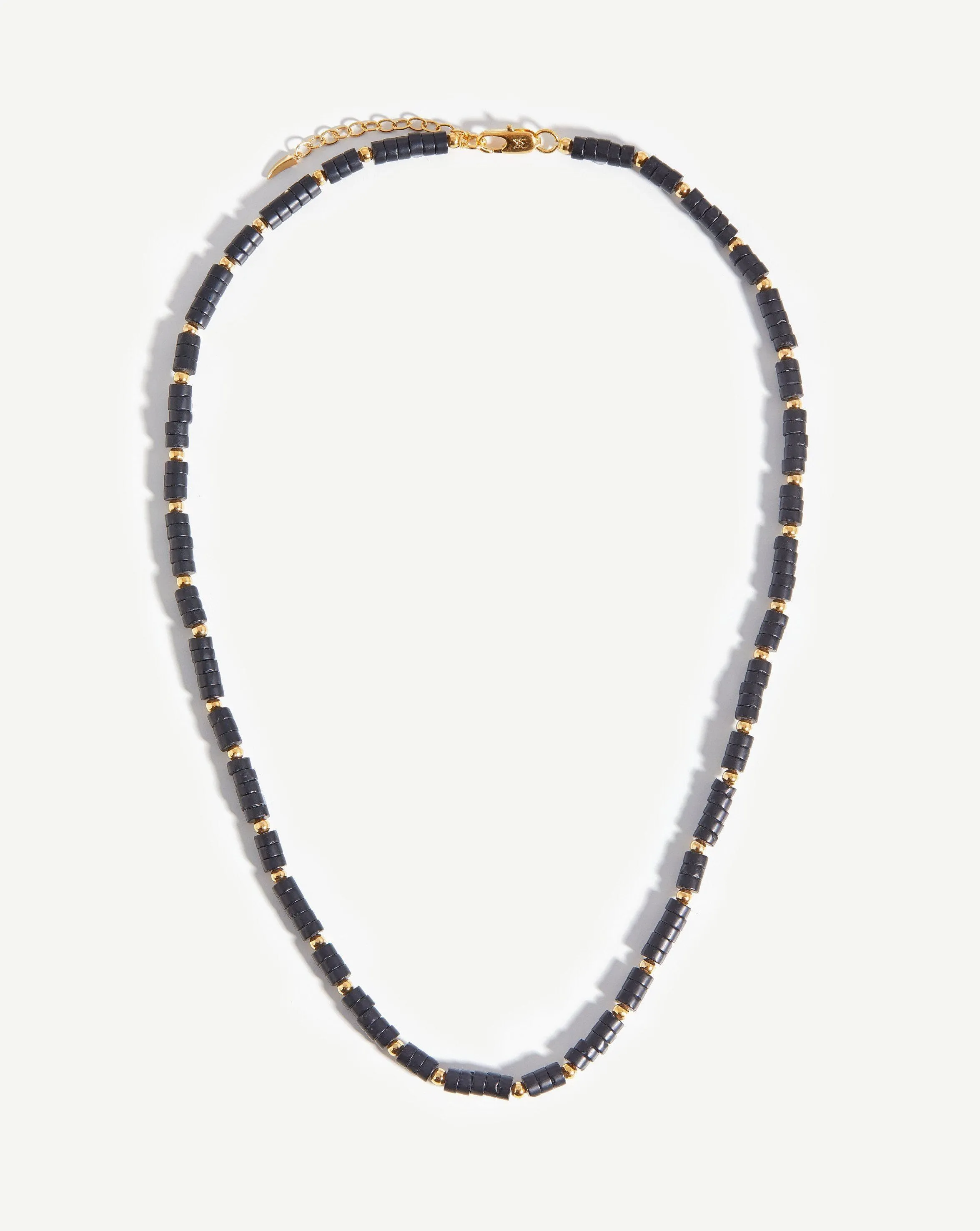 Medium Beaded Stack Necklace | 18ct Gold Plated/Black Onyx