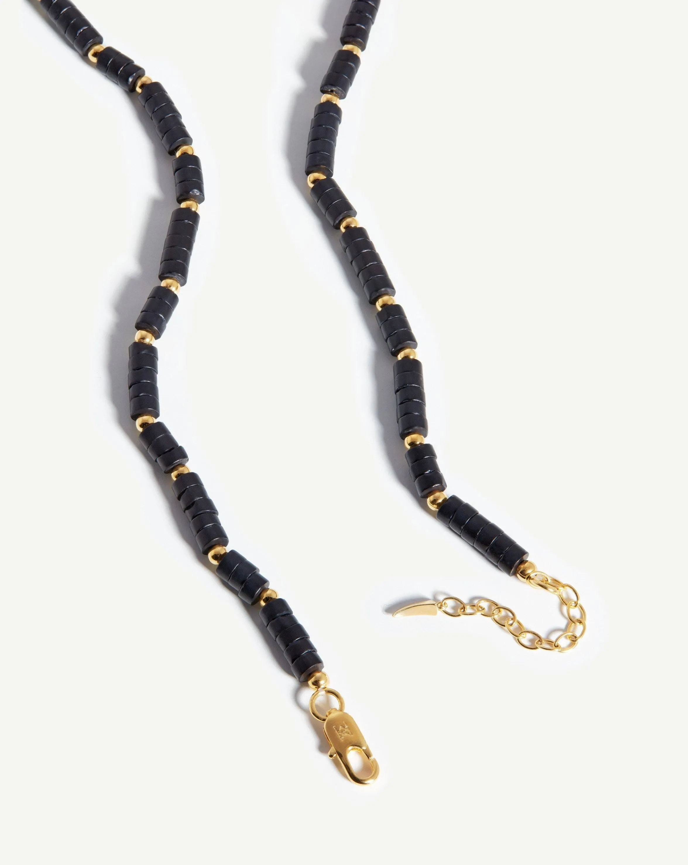 Medium Beaded Stack Necklace | 18ct Gold Plated/Black Onyx