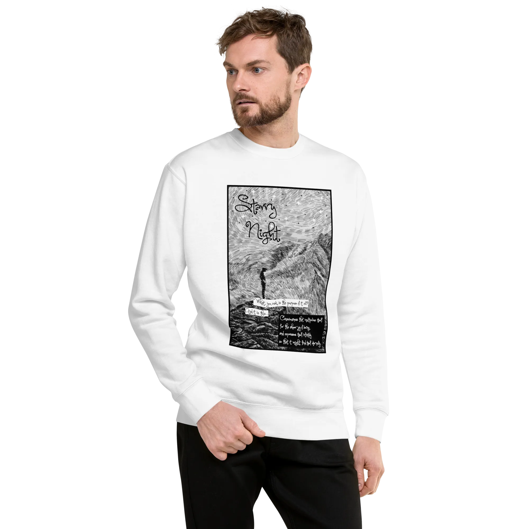 Men’s Slogan And Scratch Art Sweatshirt