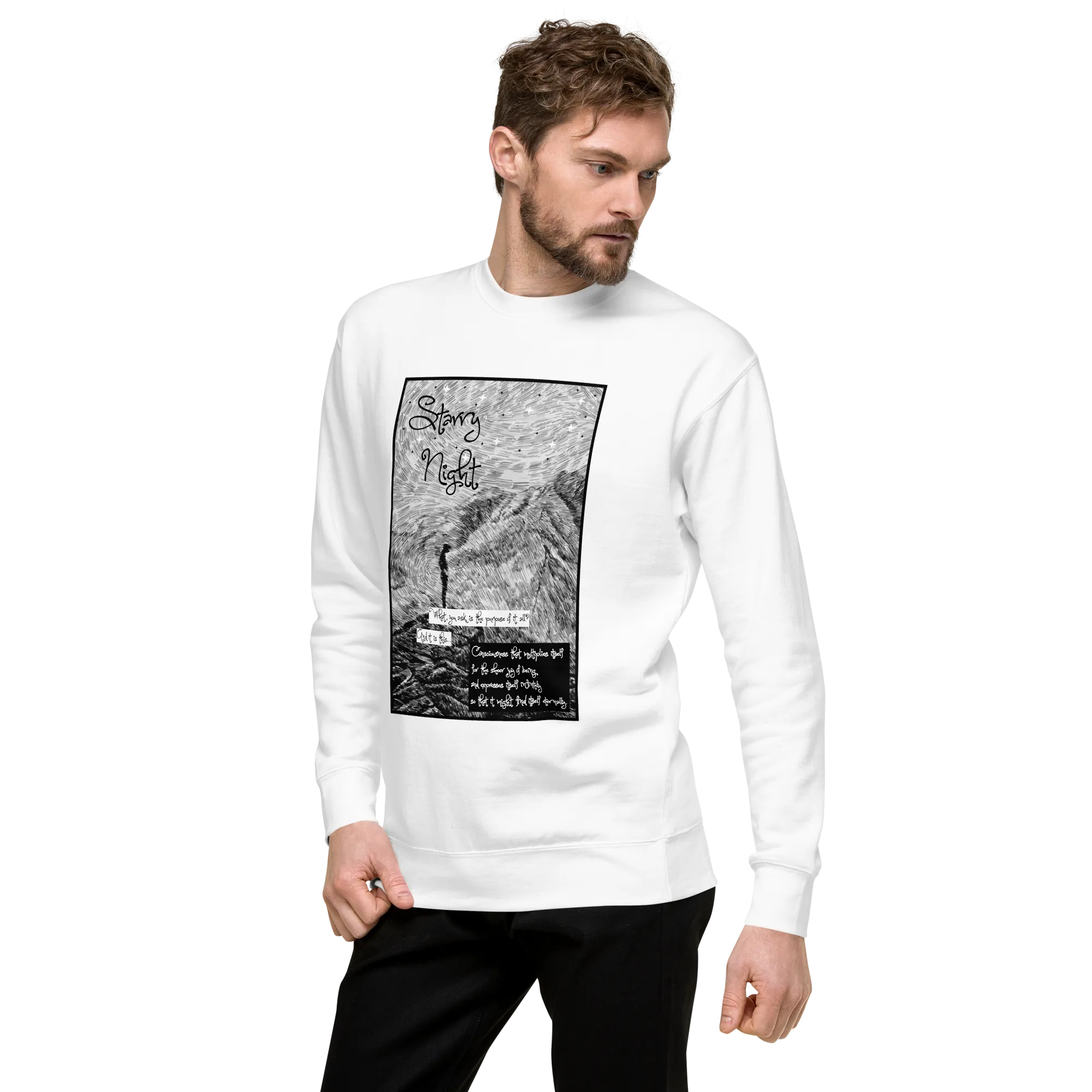 Men’s Slogan And Scratch Art Sweatshirt