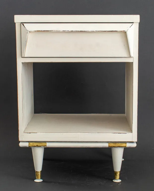 Mid-Century Modern White Painted Wood Bedside