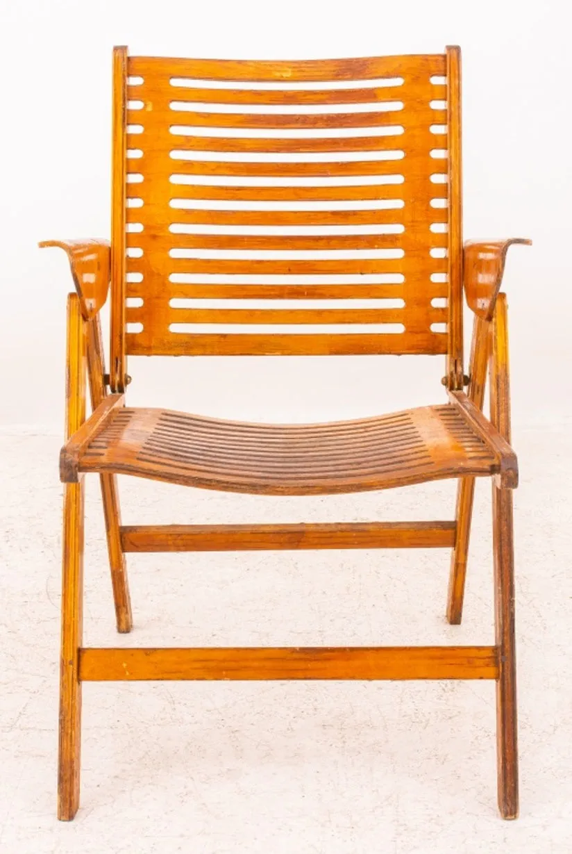 Mid-Century Wood Foldable Arm Chair