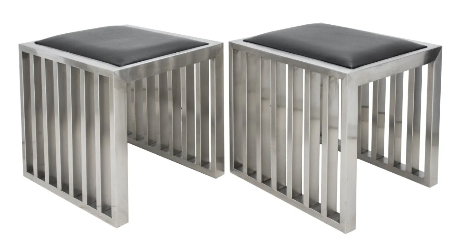 Modern Minimalist Stainless Steel Stools, Pair