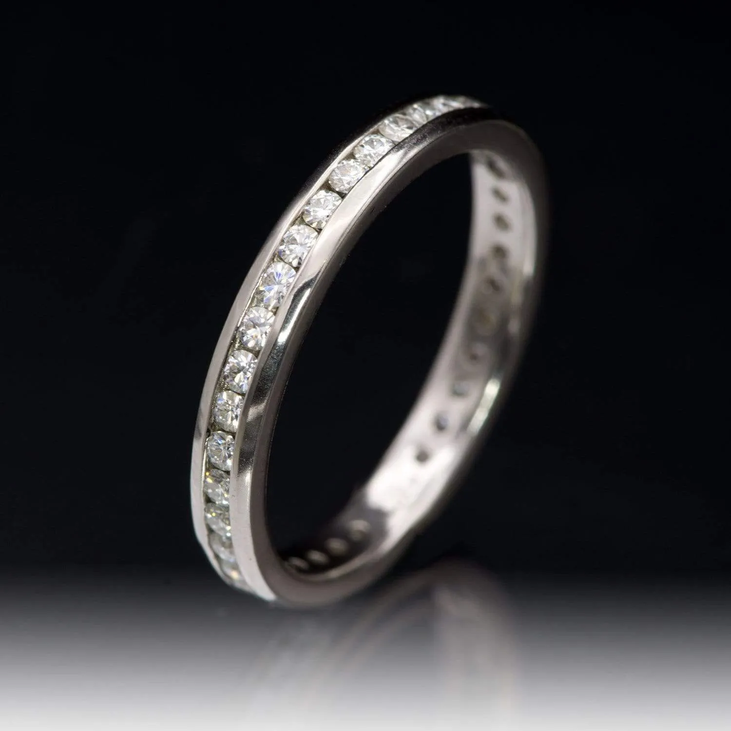 Moissanite, diamond or sapphire Channel Set Eternity Anniversary Wedding Band