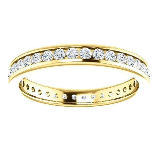 Moissanite, diamond or sapphire Channel Set Eternity Anniversary Wedding Band