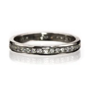 Moissanite, diamond or sapphire Channel Set Eternity Anniversary Wedding Band