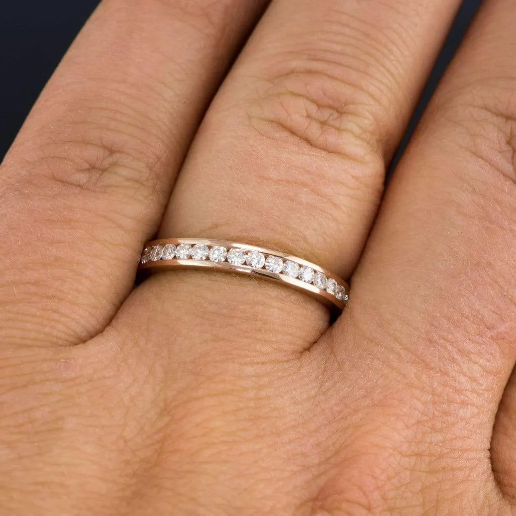 Moissanite, diamond or sapphire Channel Set Eternity Anniversary Wedding Band