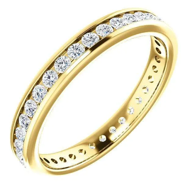 Moissanite, diamond or sapphire Channel Set Eternity Anniversary Wedding Band